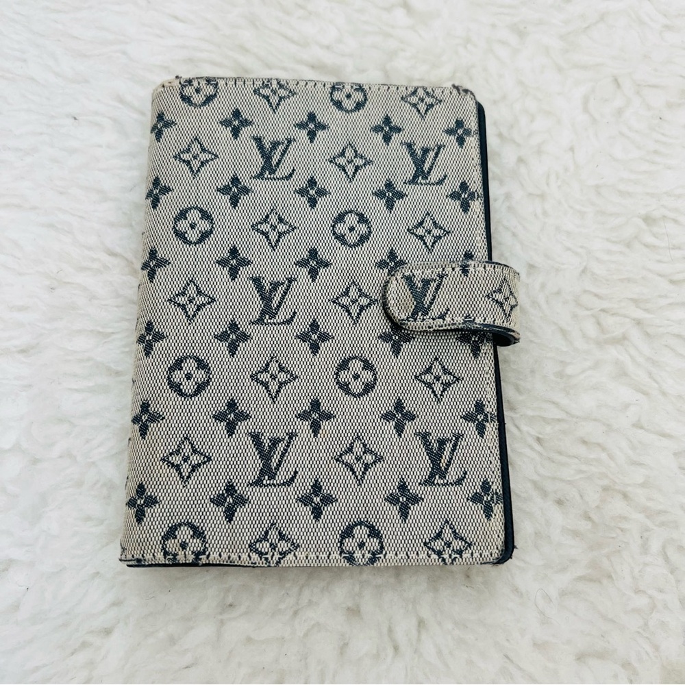 Louis Vuitton Mini Lin Monogram Canvas Leather Agenda Memo Book Cover w/ LVnotes - Picture 1 of 16